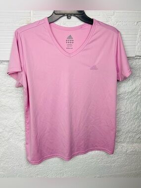 Adidas Pink V-Neck Performance Tee